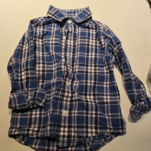 The Children's Place Navy and White Plaid Button Down Shirt - Picture 1 of 4